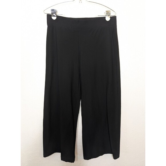 Eileen Fisher Pants - Eileen Fisher Black Work Straight Wide Leg Cropped Ponte Knit Pant Small Pull On